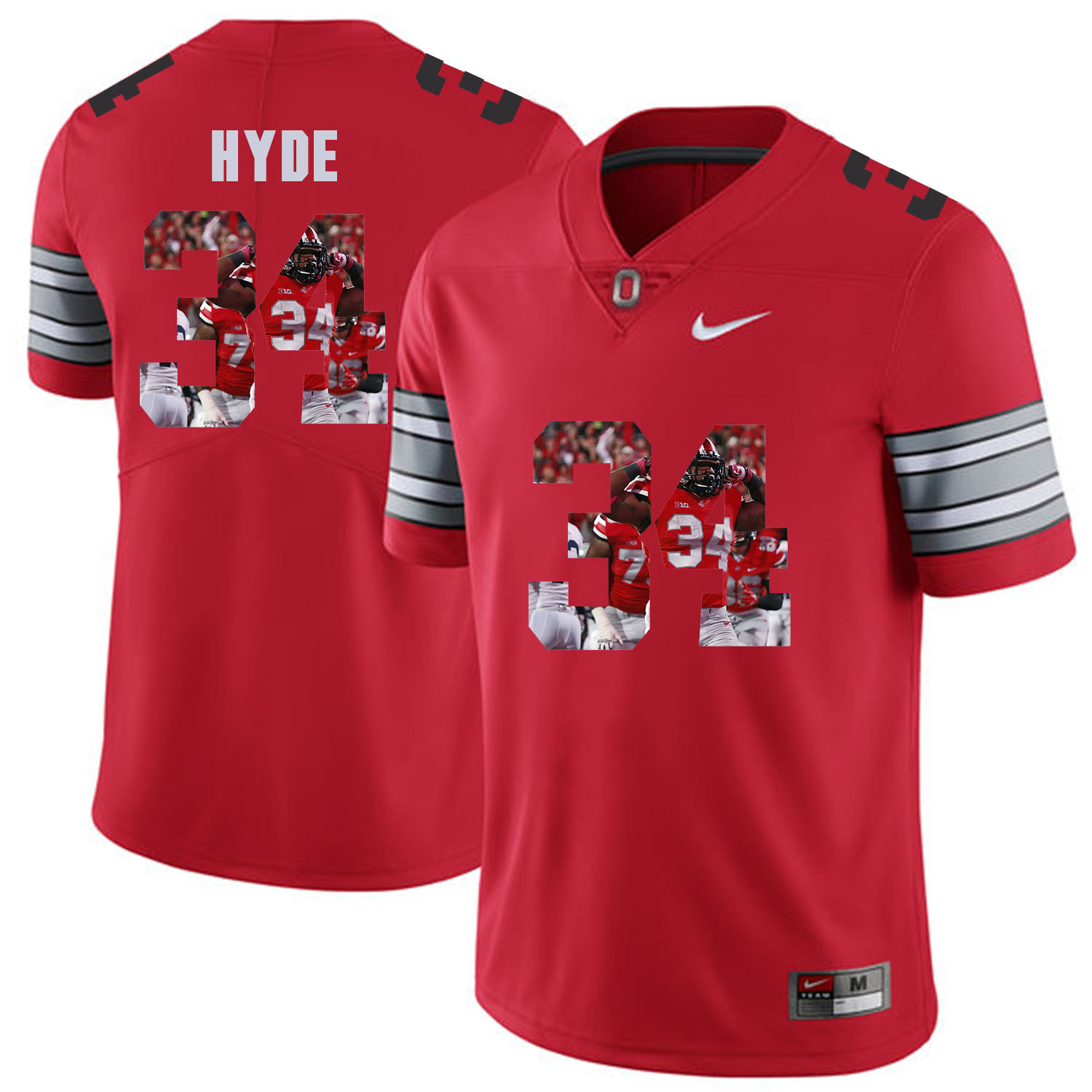 Men Ohio State #34 Hyde Red Fashion Edition Customized NCAA Jerseys->new york yankees->MLB Jersey